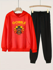 Girls Boys 2pcs Hooded Pullover Pants Set For Sports Spring Fall