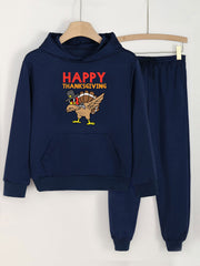Girls' 2pcs THANKSGIVING Print Hoodies Pants Set
