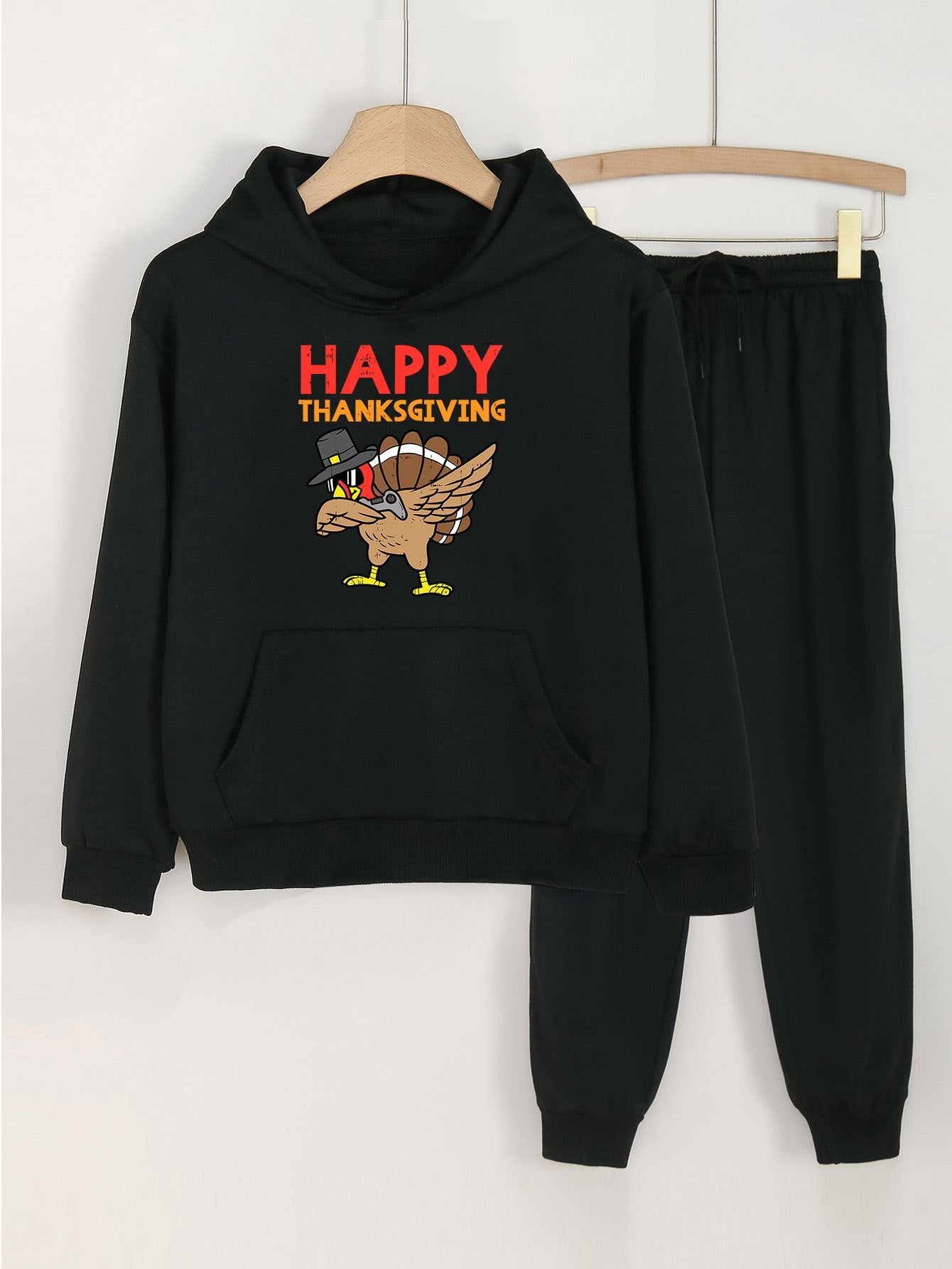 Girls' 2pcs THANKSGIVING Print Hoodies Pants Set