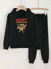 Girls' 2pcs THANKSGIVING Print Hoodies Pants Set