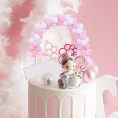 Pink Soft Pompom Cloud Cake Topper Rainbow Arch Cake Insert