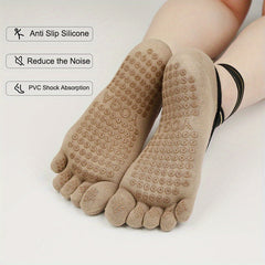 Women's Yoga Socks Non Slip Grips And Straps Perfect For Pilates