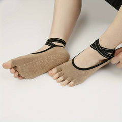 Women's Yoga Socks Non Slip Grips And Straps Perfect For Pilates