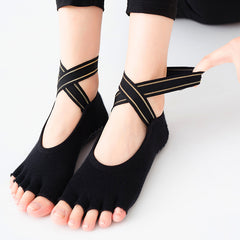Women's Yoga Socks Non Slip Grips And Straps Perfect For Pilates