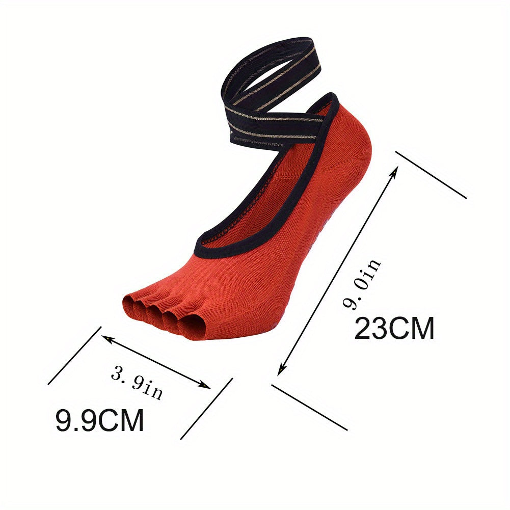Women's Yoga Socks Non Slip Grips And Straps Perfect For Pilates