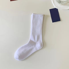 5pairs Casual Plain Socks Breathable Comfy Crew Socks For Men Women