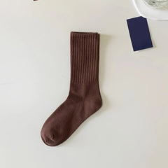 5pairs Casual Plain Socks Breathable Comfy Crew Socks For Men Women