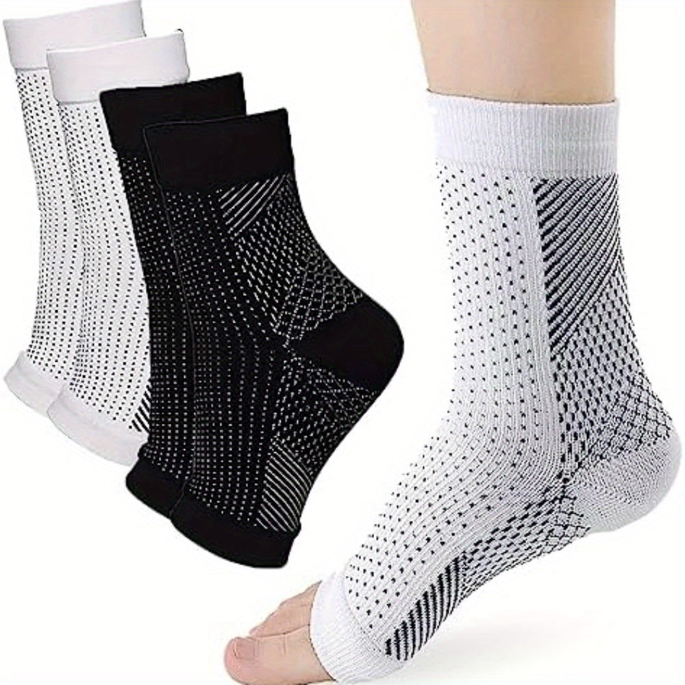 2 Pairs Toeless Compression Socks & Ankle Sleeves