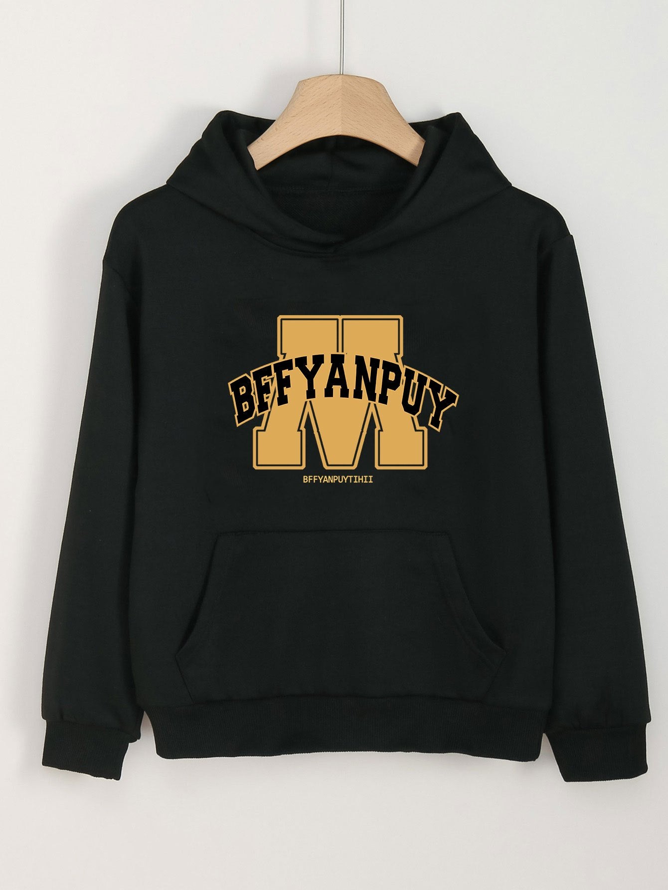Girls Alphabet M Pattern Hooded Sweatshirt