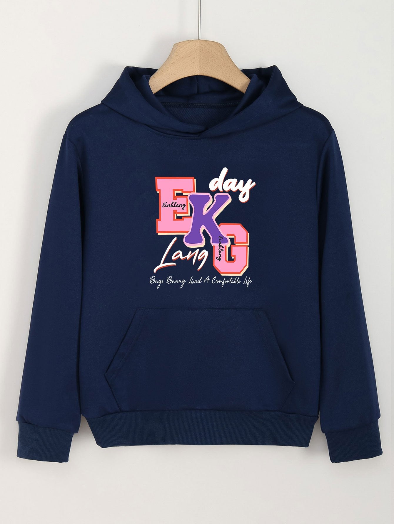 Girls Cartoon EKG Hooded Sweatshirt - Spring/Autumn