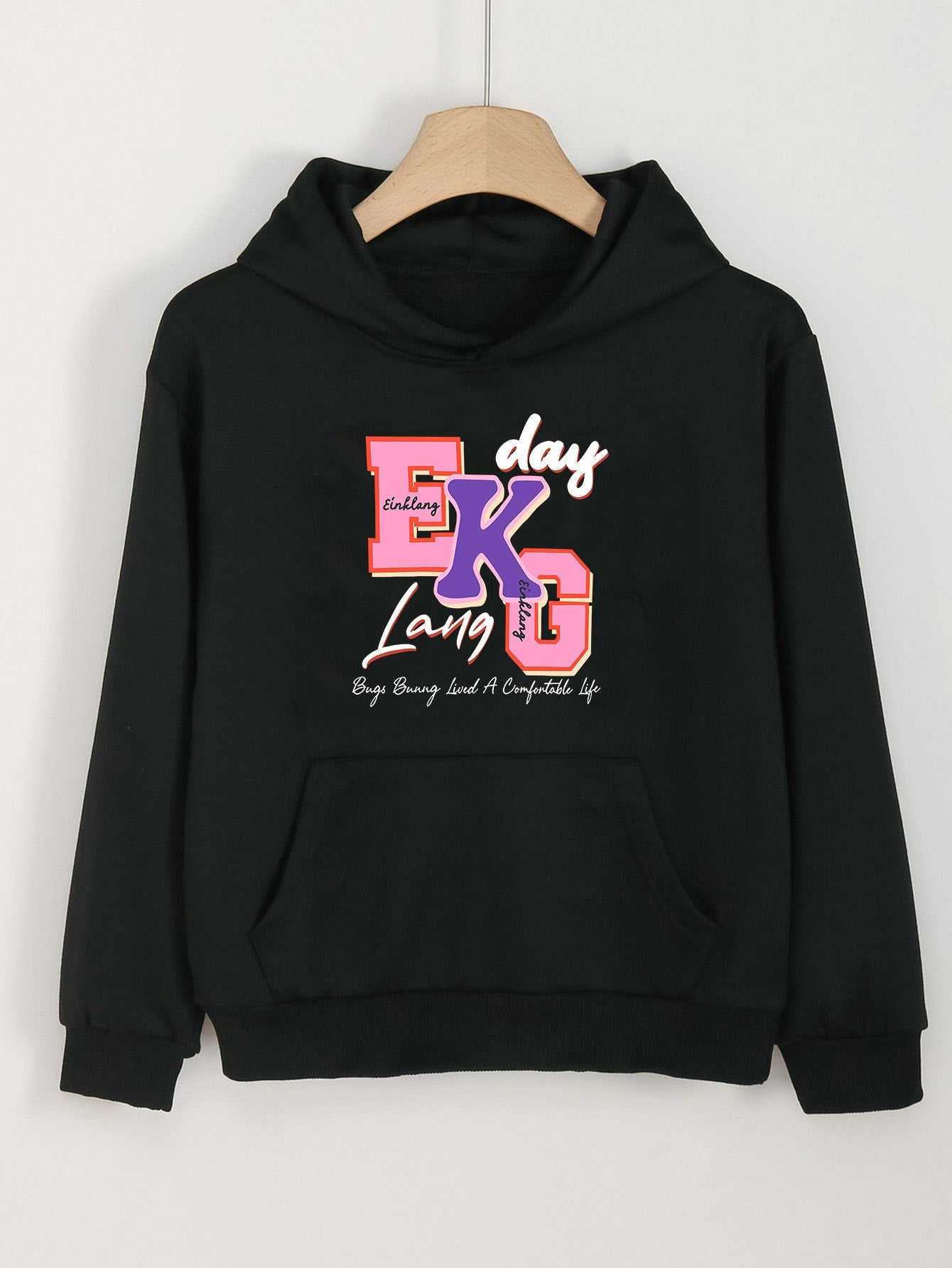 Girls Cartoon EKG Hooded Sweatshirt - Spring/Autumn