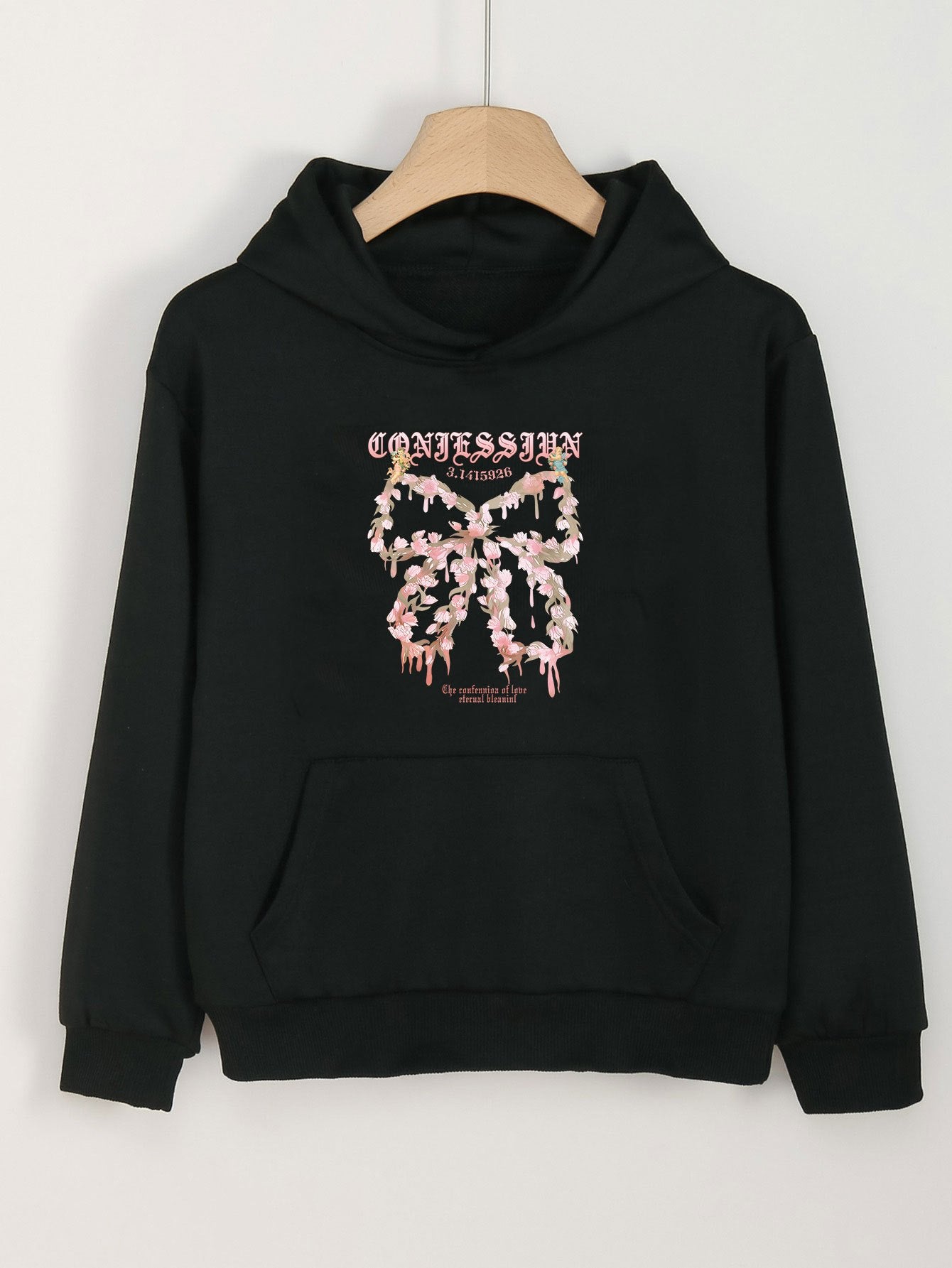 Girls Cartoon Bow Tie Hooded Sweatshirt for Spring