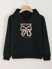 Girls Cartoon Bow Tie Hooded Sweatshirt for Spring