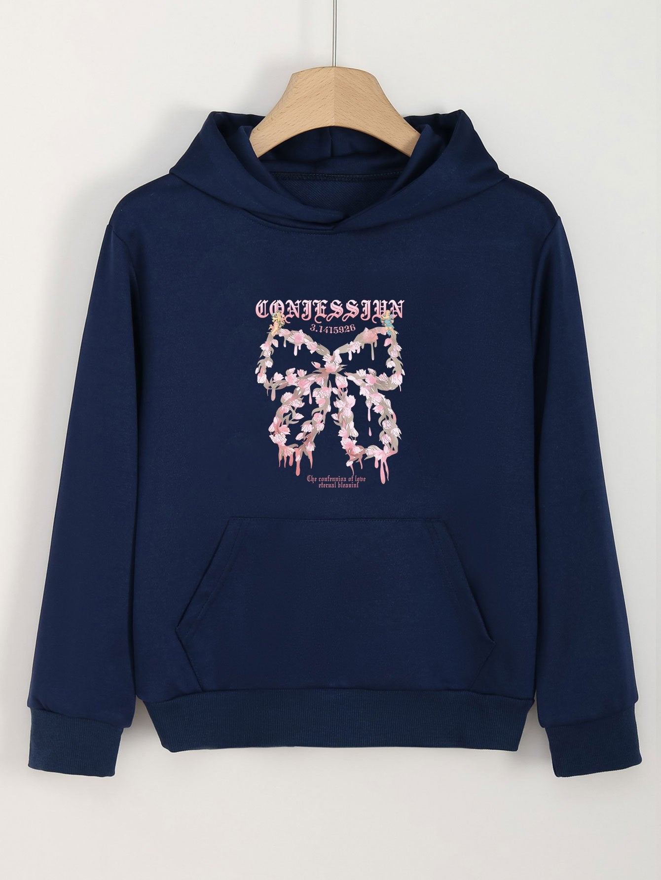 Girls Cartoon Bow Tie Hooded Sweatshirt for Spring