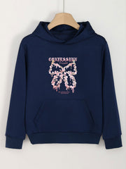 Girls Cartoon Bow Tie Hooded Sweatshirt for Spring