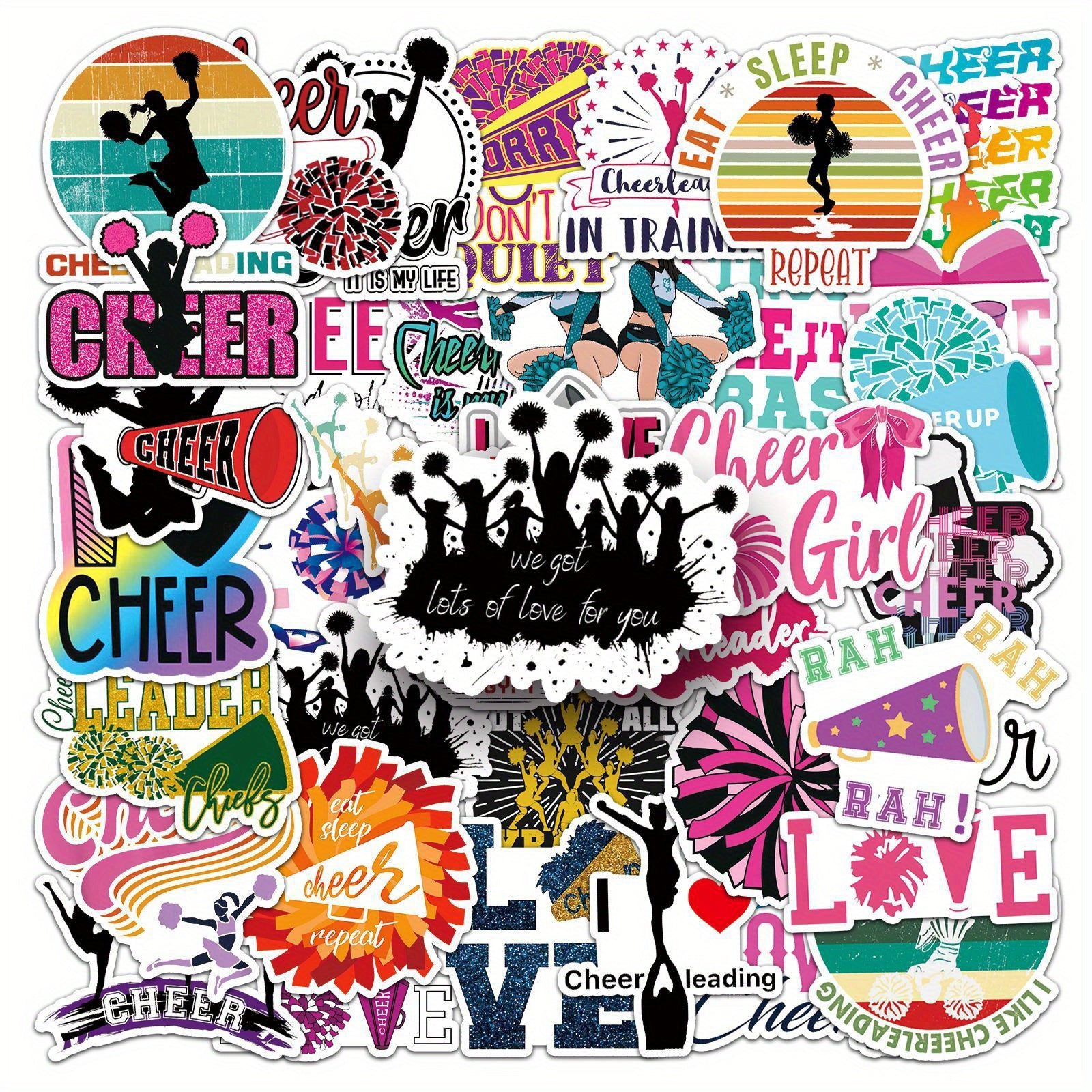 50pcs Cheerleading Stickers Laptop Skateboard Guitar Phone Travel
