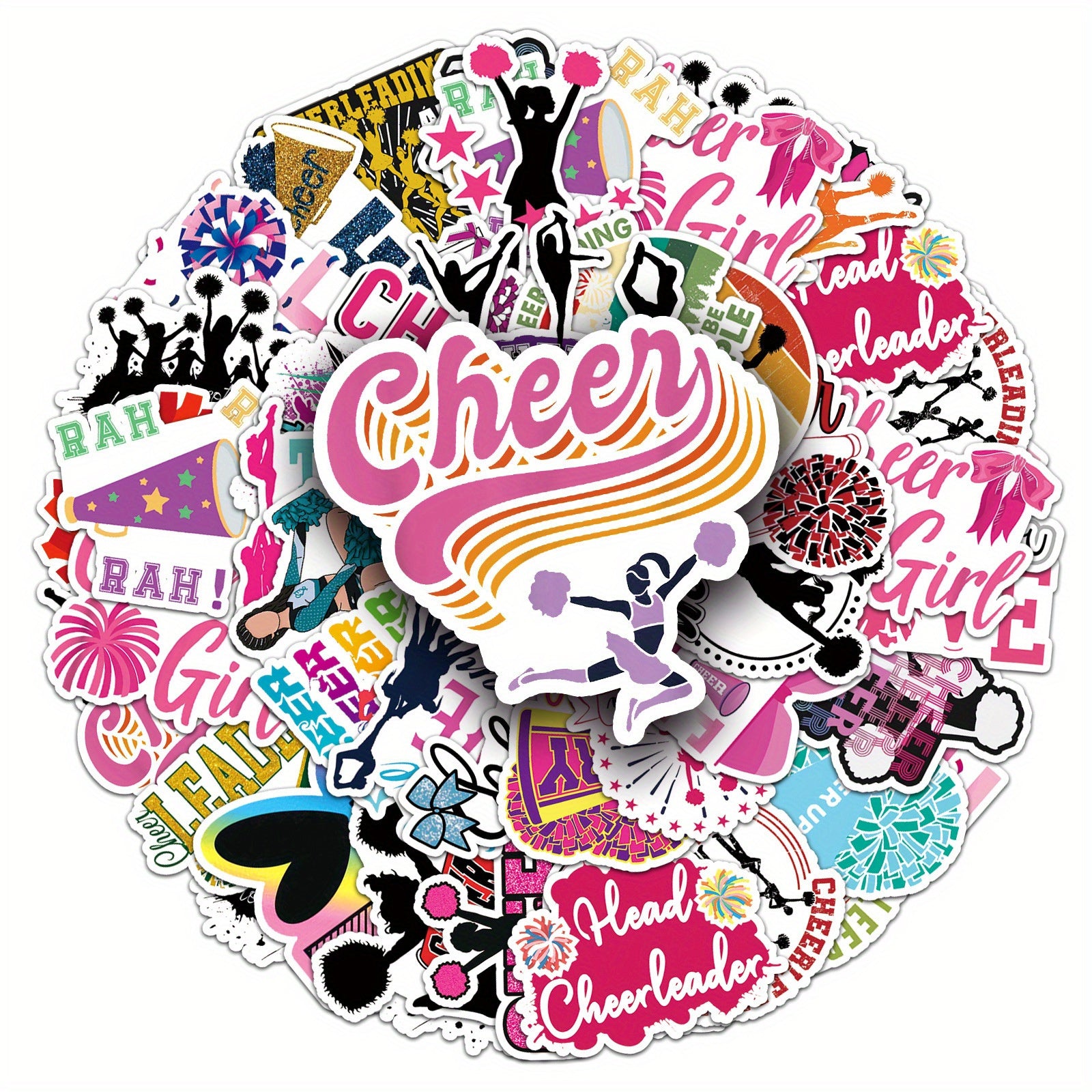 50pcs Cheerleading Stickers Laptop Skateboard Guitar Phone Travel