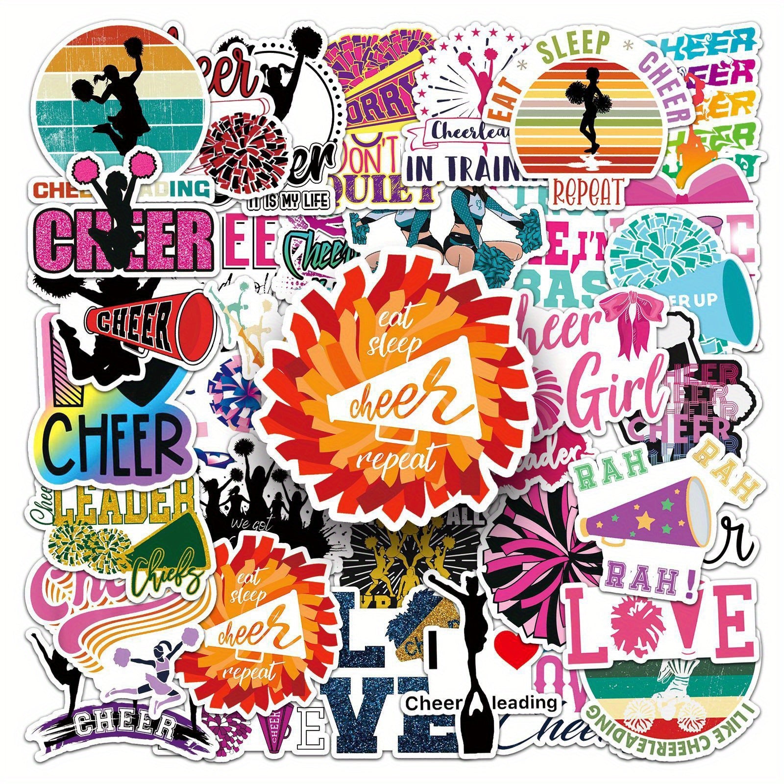 50pcs Cheerleading Stickers Laptop Skateboard Guitar Phone Travel
