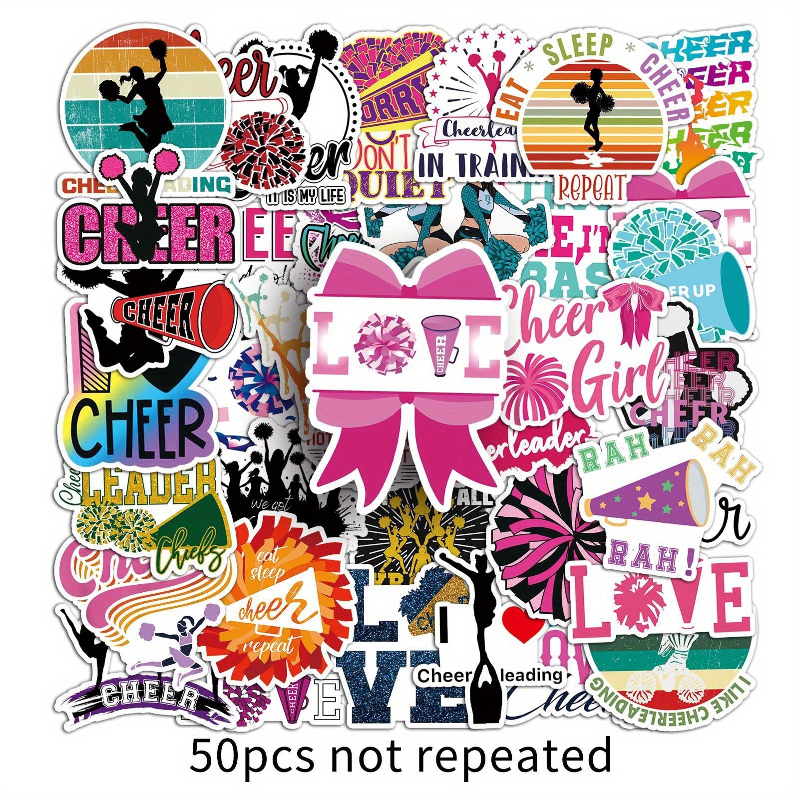 50pcs Cheerleading Stickers Laptop Skateboard Guitar Phone Travel