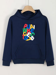 Girls Cartoon Alphabets Pattern Hooded Sweatshirt for Outdoor Activities