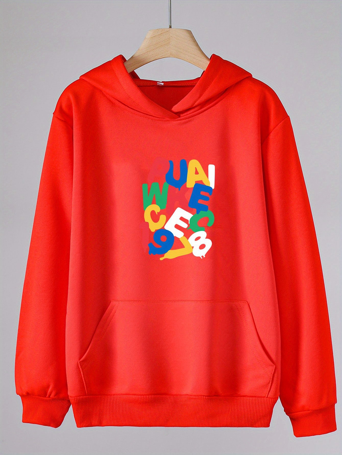 Girls Cartoon Alphabets Pattern Hooded Sweatshirt for Outdoor Activities