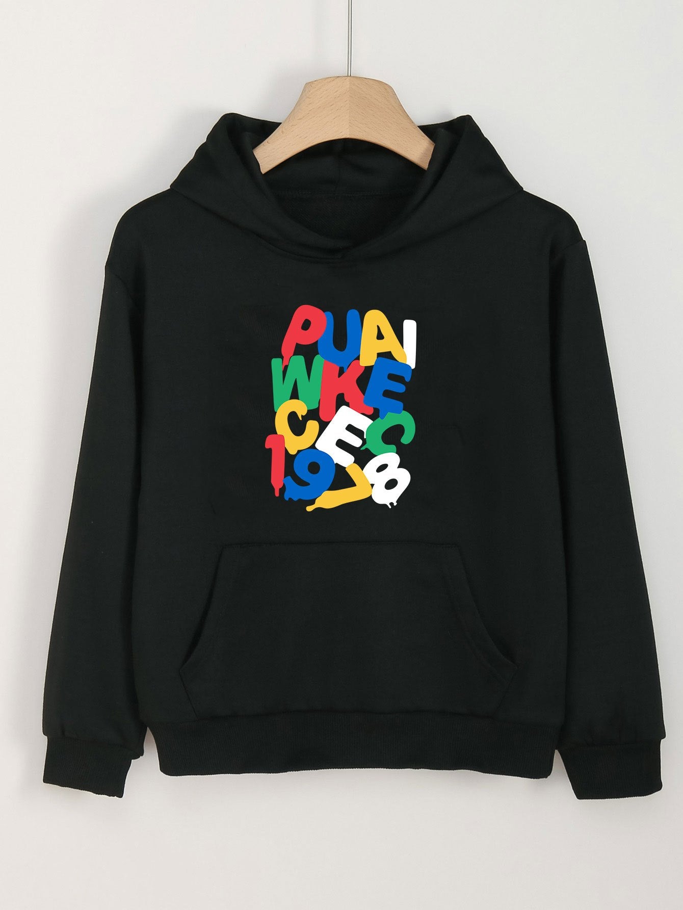 Girls Cartoon Alphabets Pattern Hooded Sweatshirt for Outdoor Activities