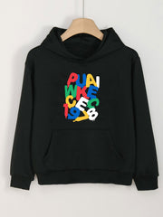 Girls Cartoon Alphabets Pattern Hooded Sweatshirt for Outdoor Activities