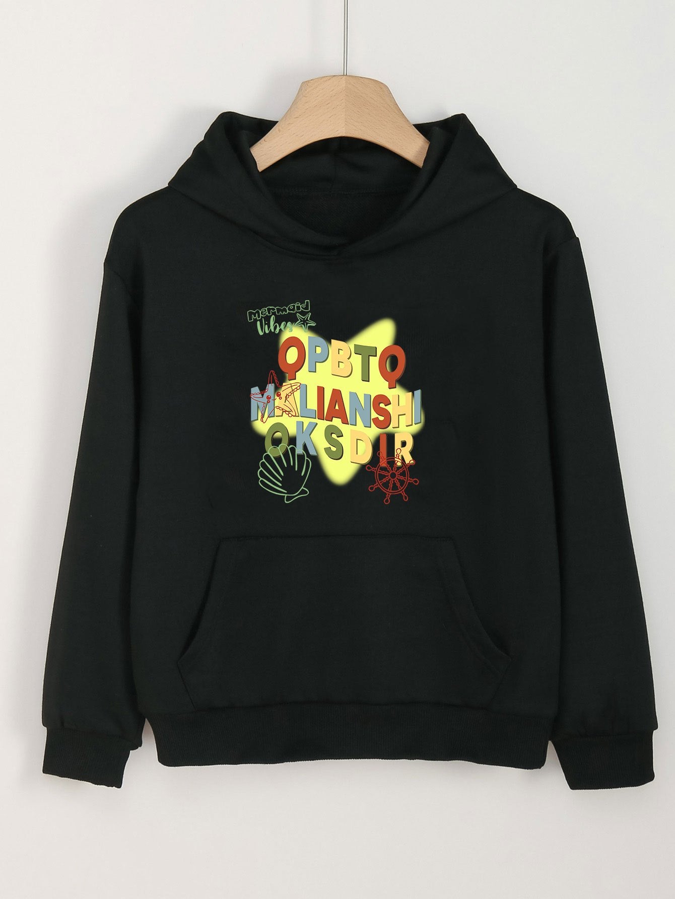 Girls Cartoon Alphabet Hoodie for Spring Autumn