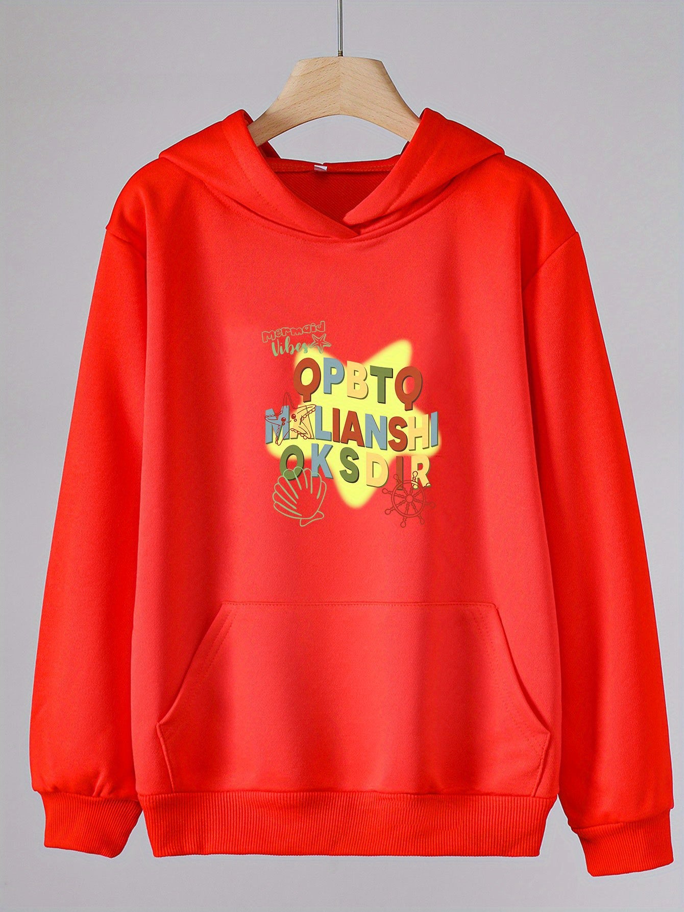 Girls Cartoon Alphabet Hoodie for Spring Autumn