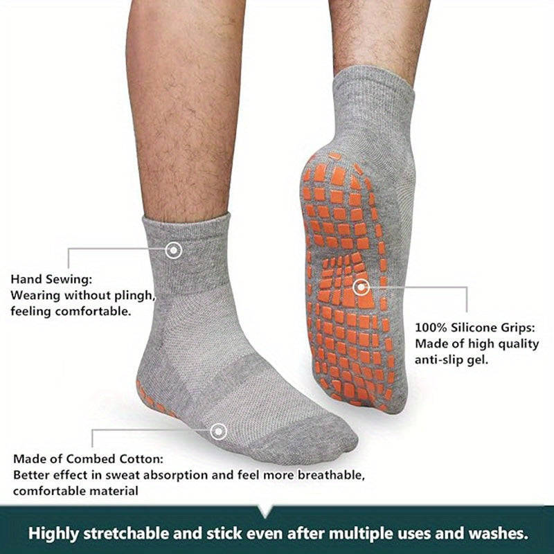 Men's Oversized Non Slip Socks With Grips Yoga Pilates Slipper Socks