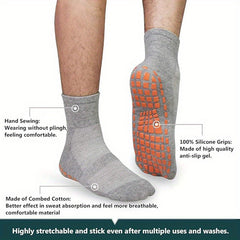 Men's Oversized Non Slip Socks With Grips Yoga Pilates Slipper Socks
