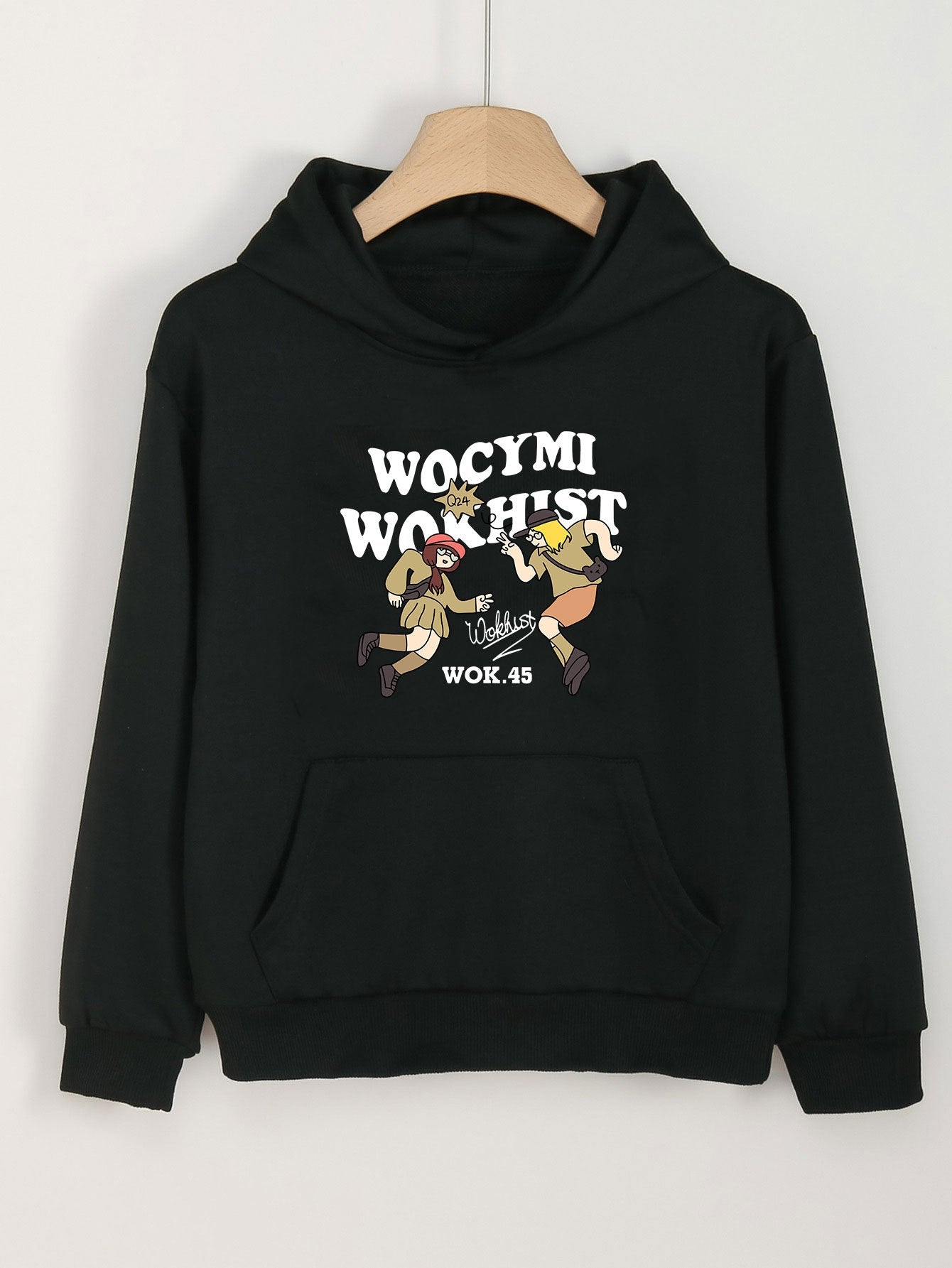 Girls Cartoon Two Girls Pattern Long Sleeve Hooded Sweatshirt Pullover