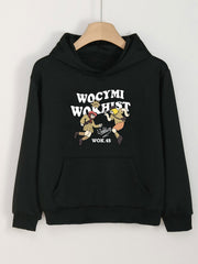 Girls Cartoon Two Girls Pattern Long Sleeve Hooded Sweatshirt Pullover