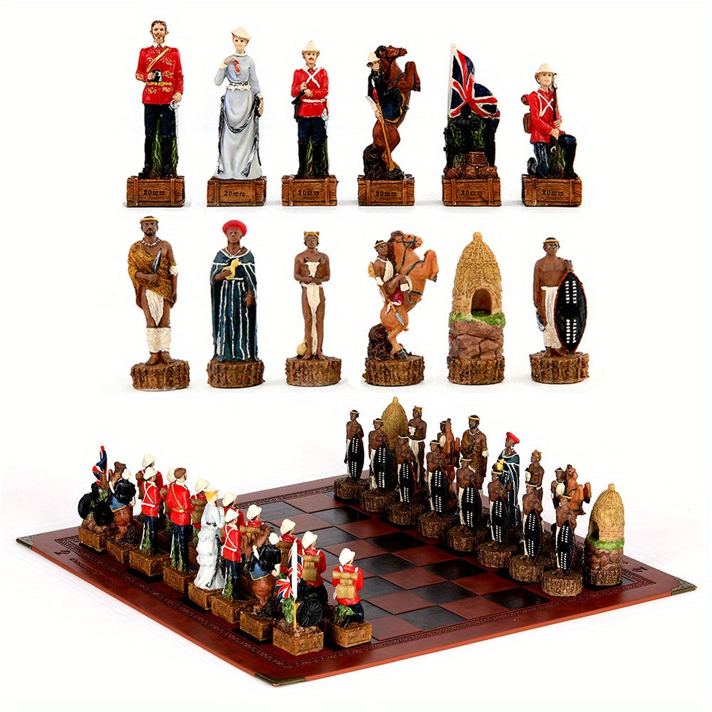 3D Character Theme Chess Set with PU Leather Board and Resin Pieces