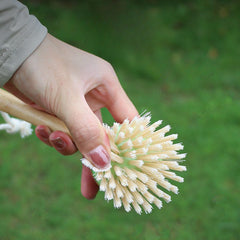 Pot Brush With Long Bamboo Handle Cleaning Brush