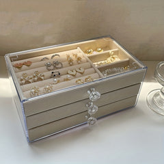 Acrylic Jewelry Storage Box 3-layer Drawer Type Organizer