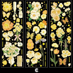 3pcs Set Flower 3D Hot Stamping Stickers Four Seasons Decorative Scrapbooking