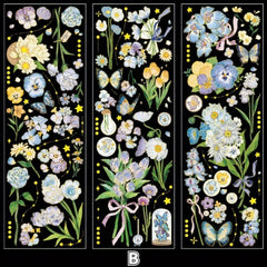 3pcs Set Flower 3D Hot Stamping Stickers Four Seasons Decorative Scrapbooking