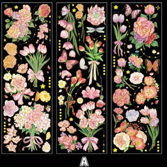 3pcs Set Flower 3D Hot Stamping Stickers Four Seasons Decorative Scrapbooking