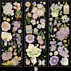 3pcs Set Flower 3D Hot Stamping Stickers Four Seasons Decorative Scrapbooking