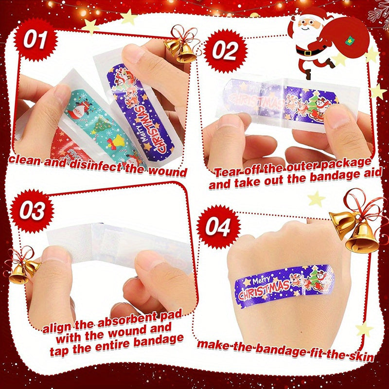 30-50pcs Christmas Cartoon Bandages Waterproof Adhesive Stic