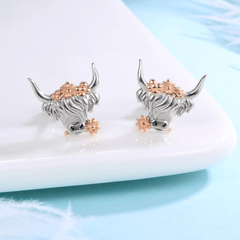 Cow Head With Flower Animal Earrings Party Jewelry Christmas Halloween Gift