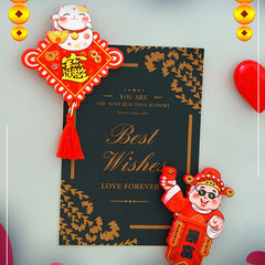 Lucky Cat Chinese Knot Magnet God Of Wealth Sticker Home Decoration Gift