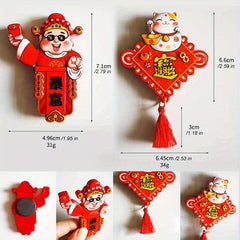 Lucky Cat Chinese Knot Magnet God Of Wealth Sticker Home Decoration Gift
