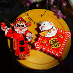 Lucky Cat Chinese Knot Magnet God Of Wealth Sticker Home Decoration Gift