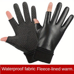 Waterproof Faux Leather Gloves for Outdoor Cycling & Skiing