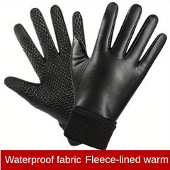 Waterproof Faux Leather Gloves for Outdoor Cycling & Skiing