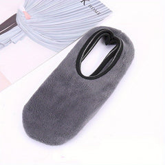 Solid Thickened Yoga Socks Low Cut Non Slip Fuzzy Socks For Fall & Winter