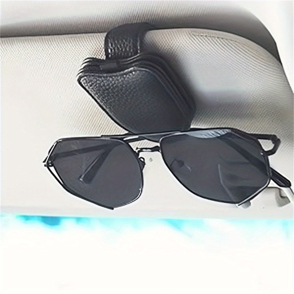 Universal Car Visor Sunglasses Holder PU Leather Eyeglasses Hanger