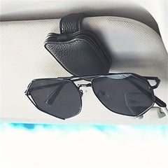 Universal Car Visor Sunglasses Holder PU Leather Eyeglasses Hanger